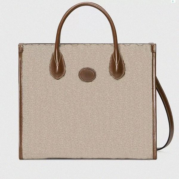 Borsa tote piccola con borsa portafoglio di lusso firmata Interlocking G Finiture in pelle di farina d'avena Fodera in lino di cotone Tasca con zip Tracolla incrociata