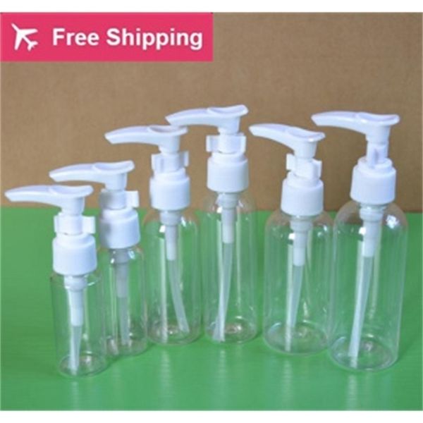 25/30/50/60/75/100 ml weiße PET-Flasche mit PP-Schraubverschluss, durchsichtige Kunststoffpumpe, nachfüllbare Flaschen für Emulsionsshampoo, leere Pumpe T200819