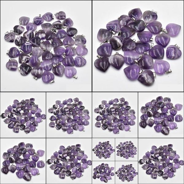 

charms jewelry findings components 20mm love stone bead pendant charm natural stripe amethyst diy making lady dha1u, Bronze;silver