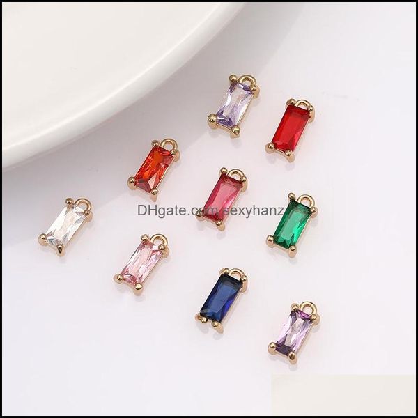 

charms jewelry findings components new fashion deaigner k9 crystal pendant charm colorf square shape transparent pendants for necklace bra, Bronze;silver