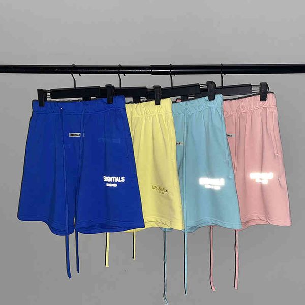 

fog double line sentials high drawstring men's and women's 5-point pants street fashion reflective trendy shorts direct sales stor, White;black