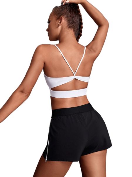 

light support solid cut out back sports bra n5bp#, Gray