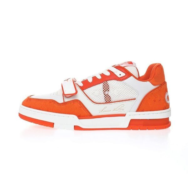 

2023 luxury designer casual shoes trainer orange white sneakers denim trainers low cut sneakers good quality, Red;white