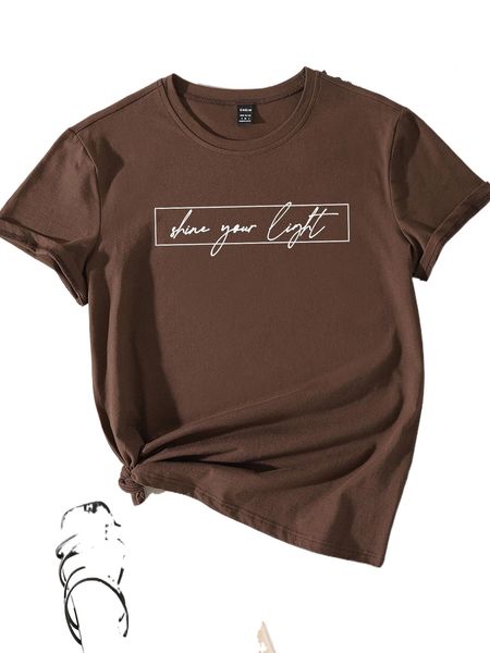 

slogan graphic short sleeve tee t6p8#, White