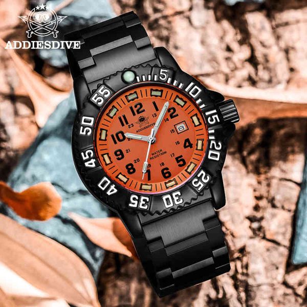 

watches jewelryaddies dive men fashion casual watch calendar display 50m waterproof tube luminous orange dial rotating bezel quartz, Slivery;brown