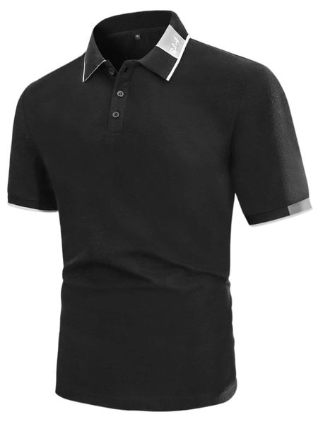 

men color block letter embroidery polo shirt u3dn#, White;black