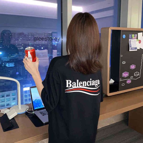 

designer t shir bblencaigas fashion shirs couple sleeved trendy shor cola wave prin men's women's s loose boomed half sleevez4e8, White;black