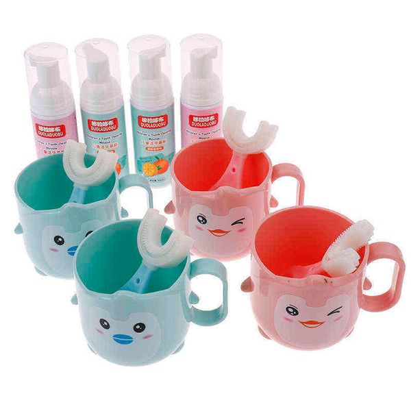 

toothbrush children's u shaped toothpaste set cup mouthwash cup oral hygiene bag birthday gift 0312