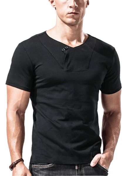 

men solid button detail tee 17mb#, White;black