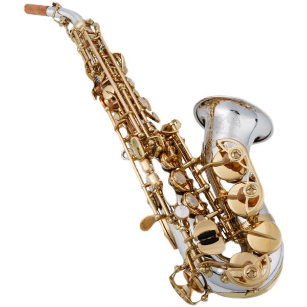 Saxofone soprano sc-w037 níquel prata de alta qualidade b reta b plana sax musical com caixas duras