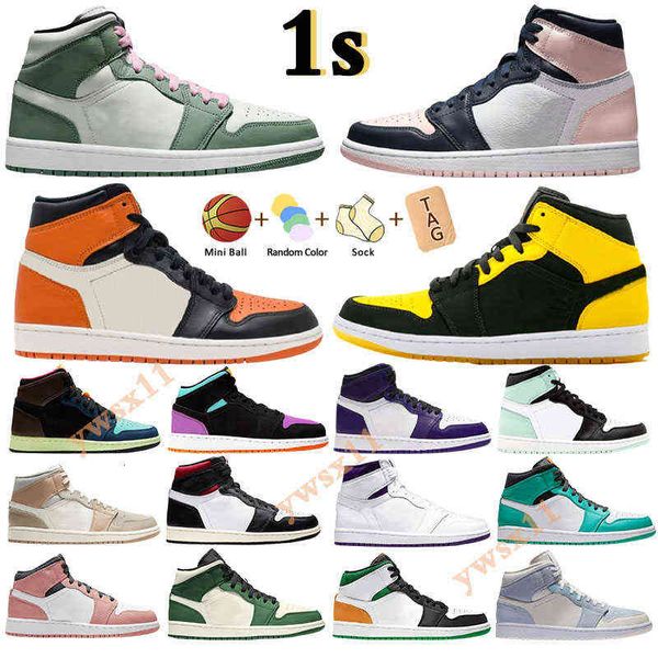 

2022 university blue 1 og basketball shoes jumpman 1s high dark mocha unc light smoke grey hyper chicago patent bred royal toe men women, Black