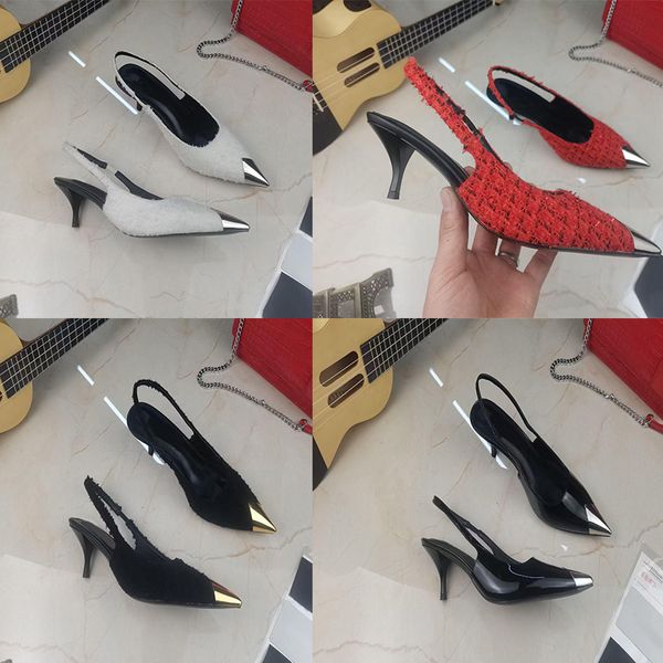 

ladies sandals party fashion leather pointed toe dance shoes new designer high heels super ladies wedding metal belt buckles beach lace boxe, Black