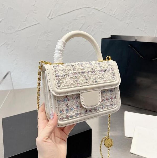 

women golden ball chain bag woolen stitching lambskin designer bags fashion handbag one shoulder classic crossbody totes messenger handbags