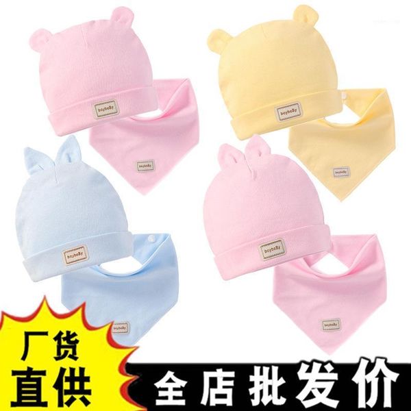 Acessórios para o cabelo outono e inverno chapéu infantil feito de algodão puro bebê de 0 a 3 conjuntos de lua cheia garotos gorras gorras para crianças