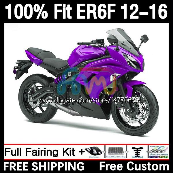 Kawasaki Ninja için Enjeksiyon Kalıp Faceings 650R ER-6F ER6 F ER 6F ER6F 12 13 14 15 16 GÜNEŞ 11DH.41 650-R 2013 2014 2015 2016 650 R 2012-2016 OEM Vücut Gloss Purple