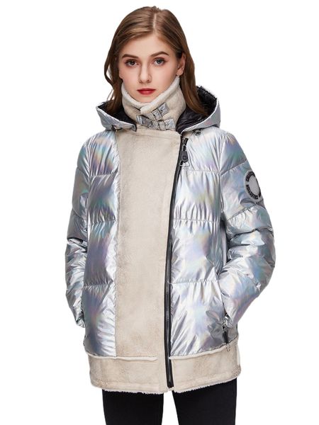 

ziai zipper placket hooded winter coat 54wo#, Black