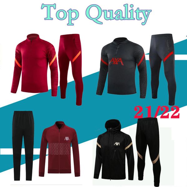

2022 mens soccer tracksuit full zip jacket hoodie 21 22 men half zipper football training suit 2021 survetement foot chandal, Black