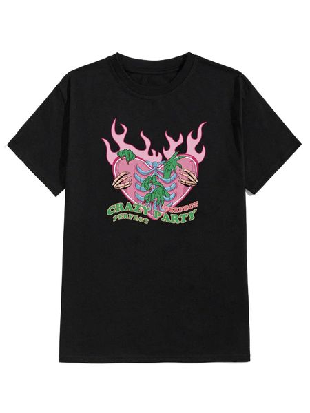 

romwe guys letter heart graphic tee u3ai#, White;black