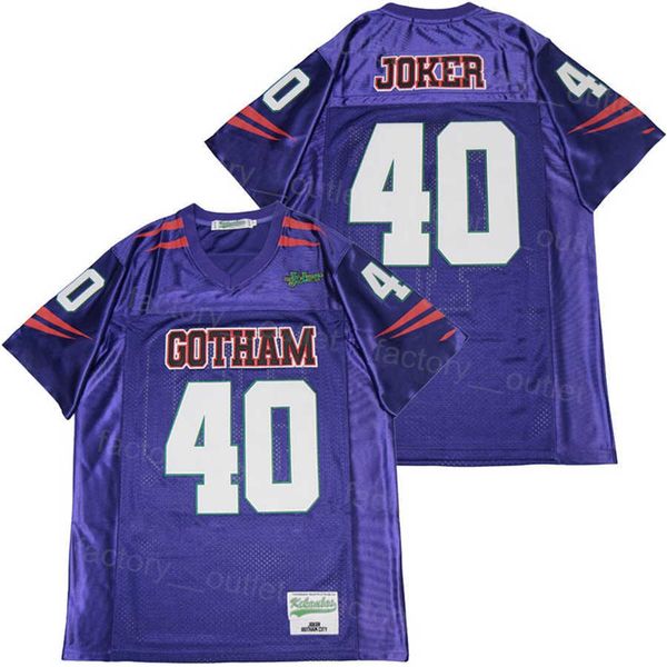 

men football tv show gotham rogues gallery 40 joker high school jersey moive team purple color hip hop embroidery hiphop college university, Black