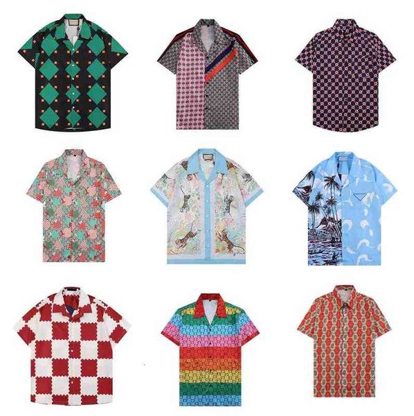 

2022 fashion summer designer men dress tshirts casual shirts short sleeve hawaiian beach loose shirts print causal, White;black