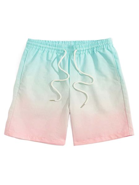 

men ombre drawstring waist shorts t2fy#, White;black