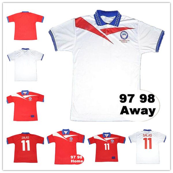 

1997 1998 chile retro soccer jersey salas zamorano 97 98 final edition home red away white short sleeve football shirt uniforms, Black;yellow