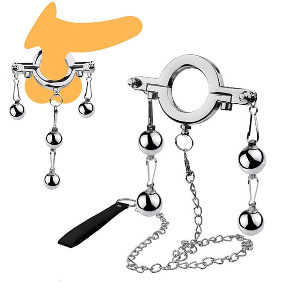 BDSM Pesante Anello Scrotale Palline di Metallo Ciondolo Scroto Barella Formazione Del Pene Bondage Ritardo Eiaculazione Erezione Giocattoli sexy Per Gli Uomini