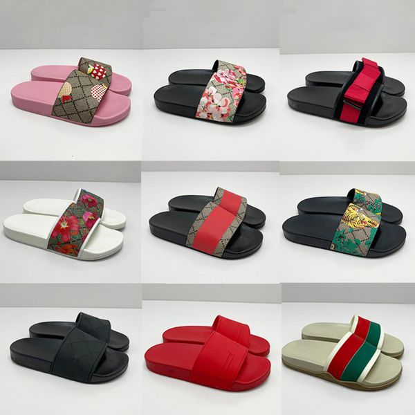

discount 2022 designers wide flats slippers slides men women sandals with box dust bag snake print summer fashion luxury, Black