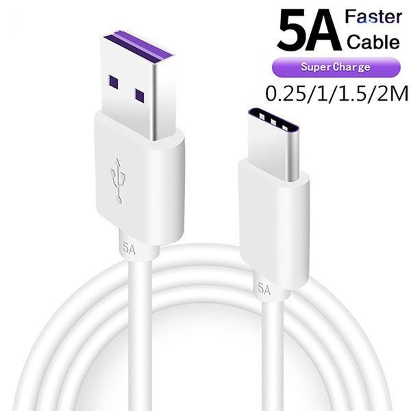 Супер быстрое зарядное устройство 1 м 2 м 5A, кабель USB C, быстрая зарядка 3,0, тип C, зарядка для Samsung S10 9, Huawei P30 P20 Lite, Xiaomi Mi 9 8