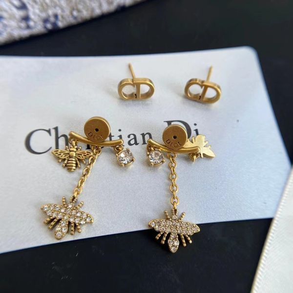 

68% off 2022 new jewelry accessories tassel bee full diamond earrings female fashion vintage temperament earrings, Golden