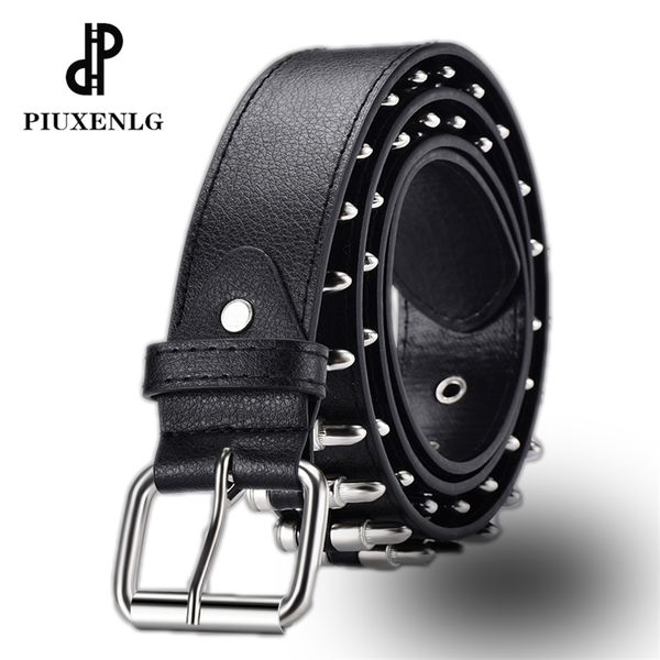 

hollow bullet decoration belt fashion ladies leather luxury studded gift mans goth rock wild adjustable womens punk black 220402, Black;brown