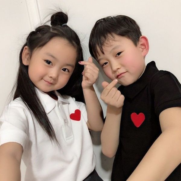 

childrens polos designer kids clothing pullover tees casual boy girl clothes red heart eyes 100% cotton shirt family matching 80-150 xs-4xl, Blue