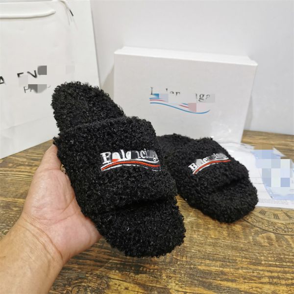 

slippers paris home b wool slippers flat bottomed outdoor warm and non slip black women's shoes