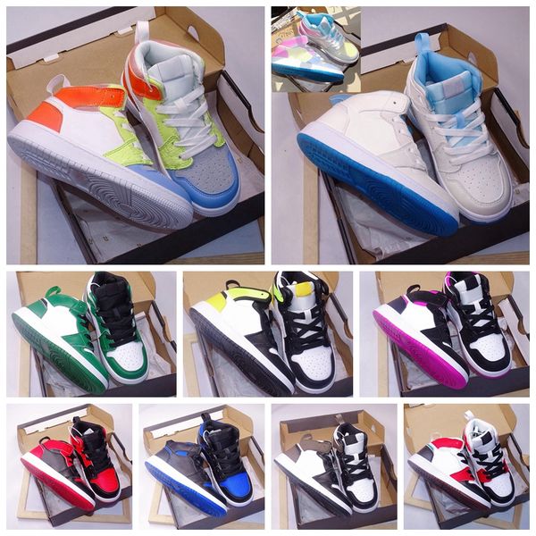 

2023 designer kids shoes baby little one i girls basketball shoe infants dark mocha to my first coach volt gold hyper mid toddler easter vib, Black