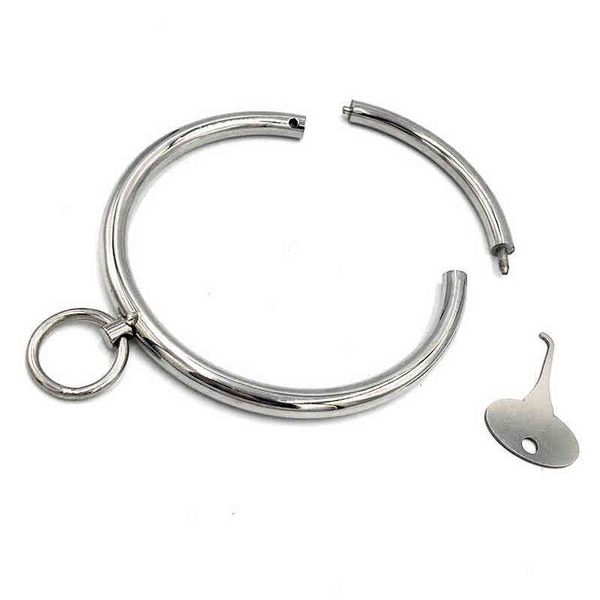 NXY Giocattoli per adulti O Ring Collare in acciaio inossidabile Bdsm Giochi Sesso per coppie Schiavo in metallo Collo Bondage Restrizioni Strumenti fetish 1201