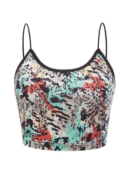 

x love worthy by amanda leopard print contrast binding cami k0n1#, White