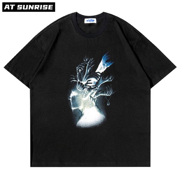 

oversized tshirt men hip hop illusion graphic printed t shirt harajuku cotton casual summer short sleeve tshirt tee 220608, White;black