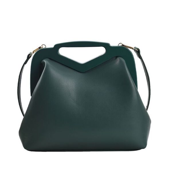 

vintage women pu leather shell handbag luxury designer clip bags winter female crossbody bags green yellow shoulder wallets
