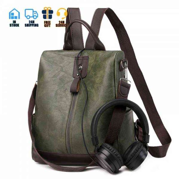 

ready stock fashionable anti-theft backpack for women in winter fashionable retro pu backpack multi-functional portable 220614