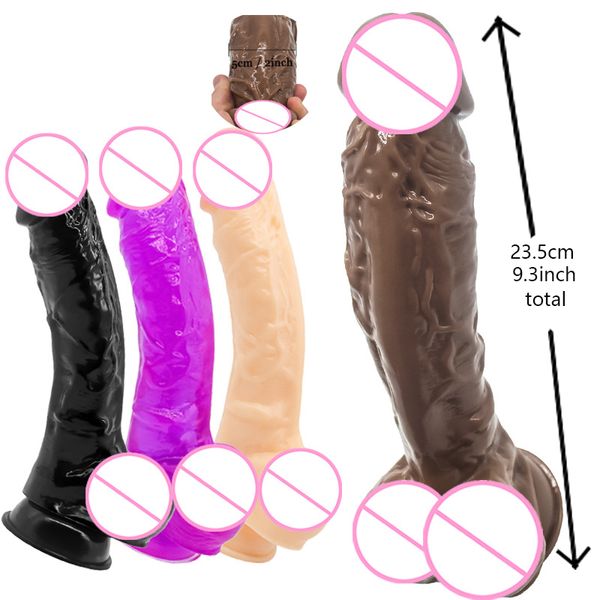 9,3 polegadas enormes pênis de silicone realistas de vibrador com copo de sucção para mulheres masturbação lesbain bdsm sexy brinquedo gode anale homme
