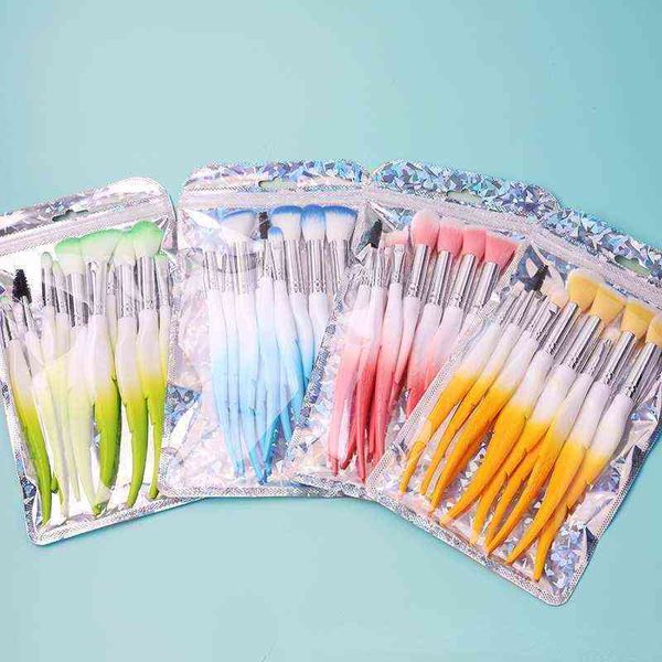 

10 gradient feather set pvc bag loose powder brush blush face and eye area a full set of super soft 0311