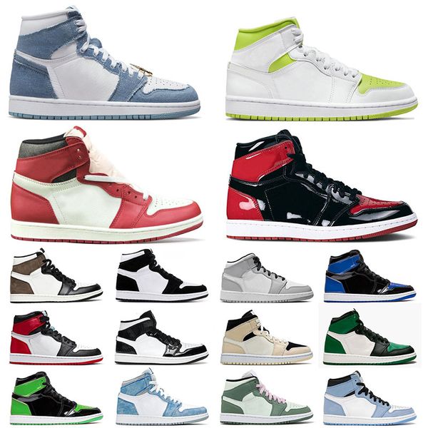 

new jumpman 1 1s mens womens designer basketball shoes chicago reimagined high white lime bred patent mid carbon fiber dutch green sneakers