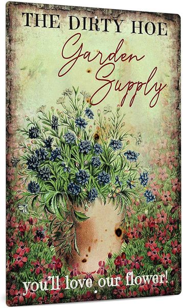 

garden sign, decorative outdoor backyard decor, gift for gardeners, 12x8 inches metal sign (garden rules)