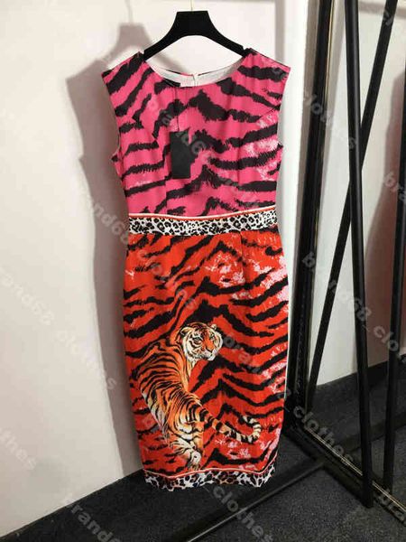 

designer women tanks dress tiger print short sleeve tank dress slim skirt plus size xk 5a logo d..g female apparel album, Black;gray