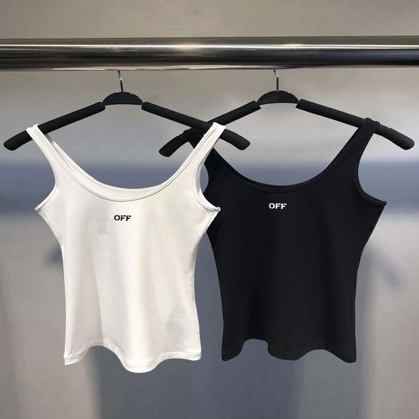

women's tanks camis chaopai summer letter printed elastic thread knitted suspender vest women's bottomed white top