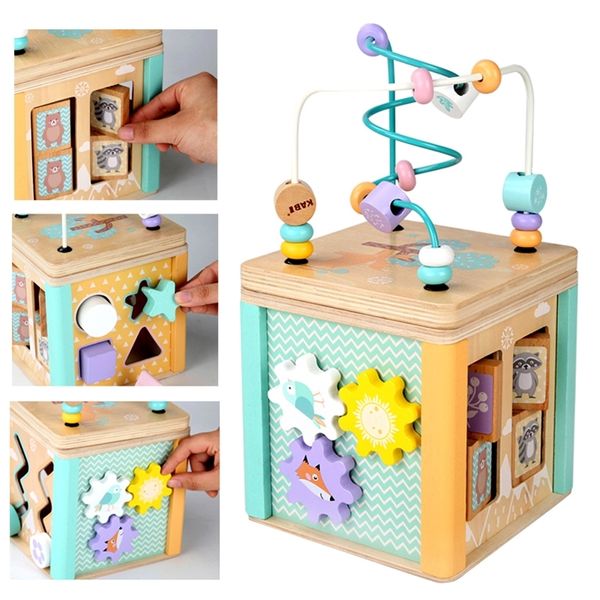 Baby Toys Wooden Montessori Maze Maze Reconhecimento de brinquedos relógio de desenho animado Aprendendo crianças Educação em idade pré -escolar Toy Toys 220706