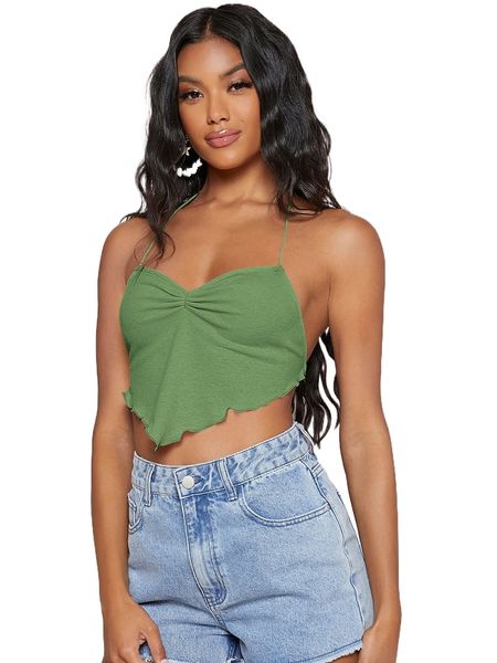 

sxy 1 pc tie backless halter j0mo#, White