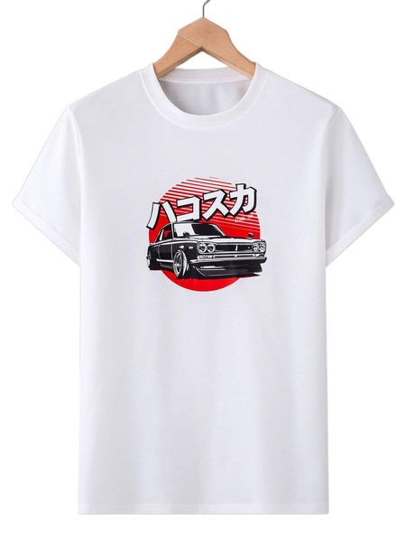 

men car and japanese letter graphic tee q9zs#, White;black