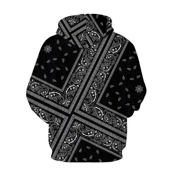 Black 3D Paisley Print capuz moletom masculino Mulheres outono de inverno casual mole
