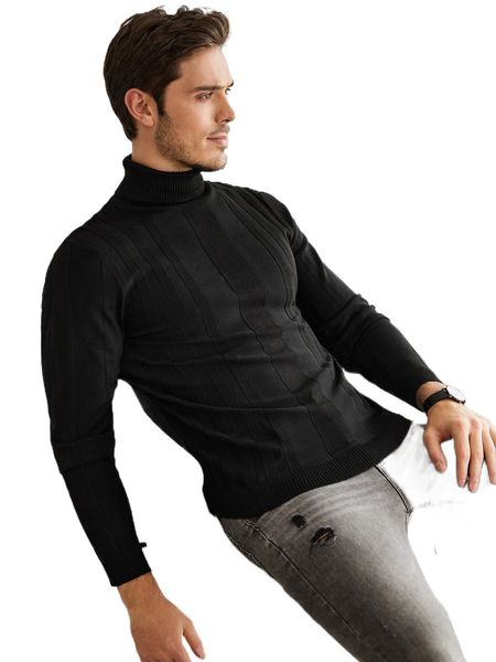

men turtleneck ribbed knit sweater i7ft#, White;black